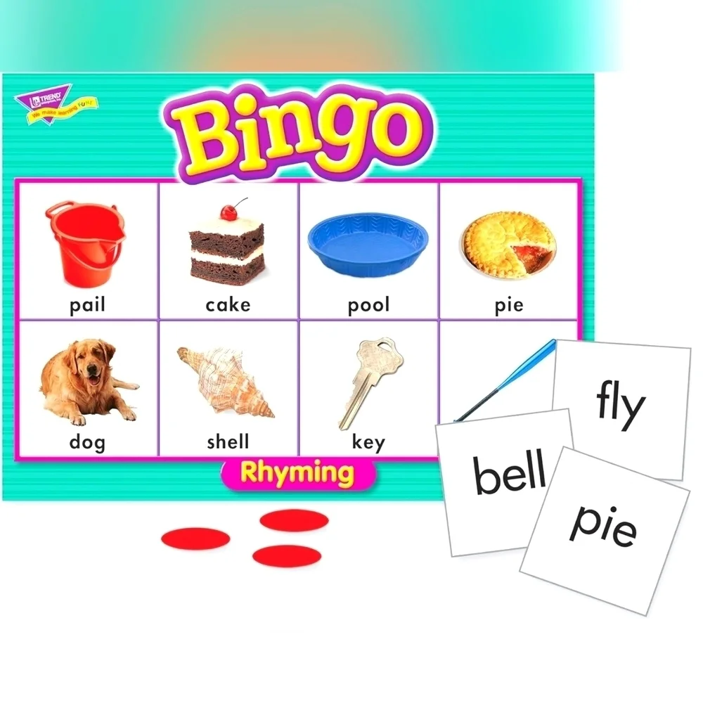 Trend Enterprises Rhyming Bingo Game Red and Green Age 4+
